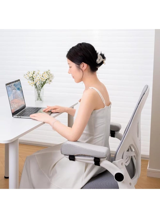 LYNLYN 2PCS Office Chair Armrest Pads, Non-Slip Memory Foam Arm Cushion Covers with Adjustable Straps, Removable Washable Covers, Ergonomic Elbow and Forearm Support for Desk Chairs and Wheelchairs (Grey) - Image 5